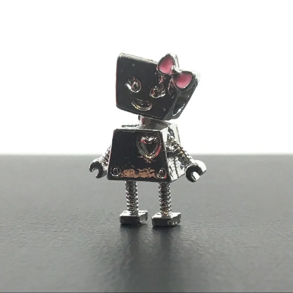 Bowknot Robot European Style Big Hole Bead Charm - Picture 2 of 5